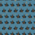 Seamless pattern from stars and deer, a silhouette with stars inside. Vector illustration Royalty Free Stock Photo