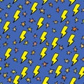 Seamless pattern with stars and lightings Royalty Free Stock Photo