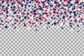 Seamless pattern with stars for Memorial Day celebration on transparent background.