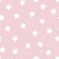 Seamless pattern with stars and polka dots. Cute, baby design for new girl. Pattern for nursery decor, for babies