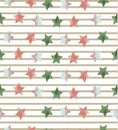 Seamless Pattern with Stars on striped background.