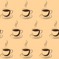 Vector seamless pattern with steamed coffee cups. Design for wrapping paper, postcard, textile Royalty Free Stock Photo