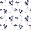 Seamless pattern with Stork and baby.