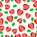 Seamless pattern of strawberries cut