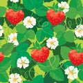 Seamless pattern. Strawberries in heart shapes wit