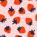 Seamless pattern with strawberries. Vector illustration