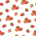 Seamless pattern with strawberries. White background, isolate. Vector illustration