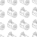 Seamless pattern from strawberry chocolate roll. Vector illustration of a seamless background of delicious cake Royalty Free Stock Photo