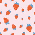 Seamless pattern of strawberry on pink background Royalty Free Stock Photo