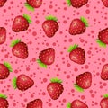 Seamless pattern with strawberry on pink background Royalty Free Stock Photo