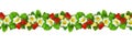 Seamless pattern with strawbwrries flowers, berries and leaves Royalty Free Stock Photo