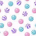 Seamless pattern with striped balls