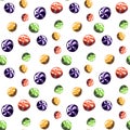 Seamless pattern with striped balls, colorful caramel candies. Vector cartoon background with sweet jelly beans with a Royalty Free Stock Photo