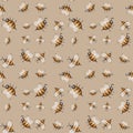 Seamless pattern with striped bees