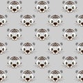 Seamless pattern striped cute white tiger face for wallpaper. Royalty Free Stock Photo