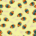 Seamless pattern with striped mexican maracas. Mariachi music wallpaper. Vector