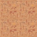 Seamless pattern in the style of rock painting Royalty Free Stock Photo