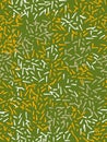 Seamless pattern in the style of the sketch. Yellow, white, beige vertical stains on green background. Hand drawing ink. Modern mi Royalty Free Stock Photo