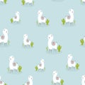 Seamless pattern with lovely llama
