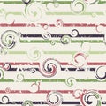 Seamless pattern with stylish spiral curls. Vector texture. Grunge