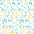Seamless pattern in stylish of traveling, tourism and va Royalty Free Stock Photo