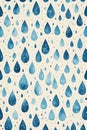 Seamless Pattern of Stylized Blue Rain Water Drops, Portrait Images Generative AI Royalty Free Stock Photo