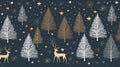 Christmas trees, reindeer, and stars on a modern grey backdrop