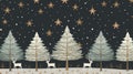 Christmas trees, reindeer, and stars on a modern grey backdrop