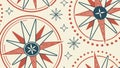 Seamless Pattern with Stylized Compass Rose Motifs, vector design Generative AI Royalty Free Stock Photo