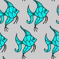 1461 Fishes, seamless pattern with stylized fish patterns, ornament for wallpaper and fabric, background for scrapbooking, wrappin