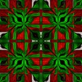 Seamless pattern from stylized flower. Green, Red. You can use it for stained-glass window, tile, mosaic, ceramic, notebook covers Royalty Free Stock Photo