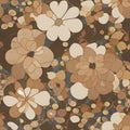 Seamless pattern with stylized flowers in brown and beige colors Royalty Free Stock Photo