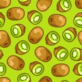 Seamless pattern with stylized fresh ripe kiwi