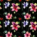 Seamless pattern with Stylized Gerber flowers