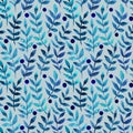 Seamless pattern with stylized leaves. Floral endless pattern filled with classic blue leaves. background for wallpaper
