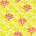 Seamless pattern with stylized lemon and orange slices