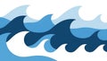 Blue Ocean Waves Vector Background, Seamless Pattern Royalty Free Stock Photo