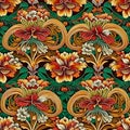 Seamless pattern with stylized orchid flowers for vintage Victorian wallpaper