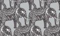 Seamless pattern with stylized ornamental elephants in Indian st