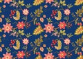 Seamless pattern with stylized ornamental flowers