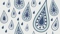 Seamless pattern of stylized water drops, vector design Generative AI Royalty Free Stock Photo