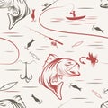 Seamless pattern on the subject of fishing