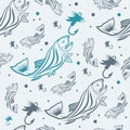 Seamless pattern on the subject of fishing