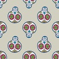 Seamless pattern with sugar skull. Vector