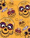 Seamless pattern with sugar skulls on orange background. Royalty Free Stock Photo