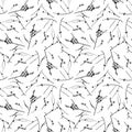 Seamless pattern of silhouettes pine twigs with cones Royalty Free Stock Photo