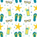 Seamless pattern with summer beach elements