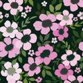 Seamless floral pattern, liberty ditsy print with delicate spring flowers, green leaves on the meadow. Vector design. Royalty Free Stock Photo