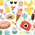 Seamless pattern with summer elements.