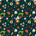 Seamless pattern with summer equipment.